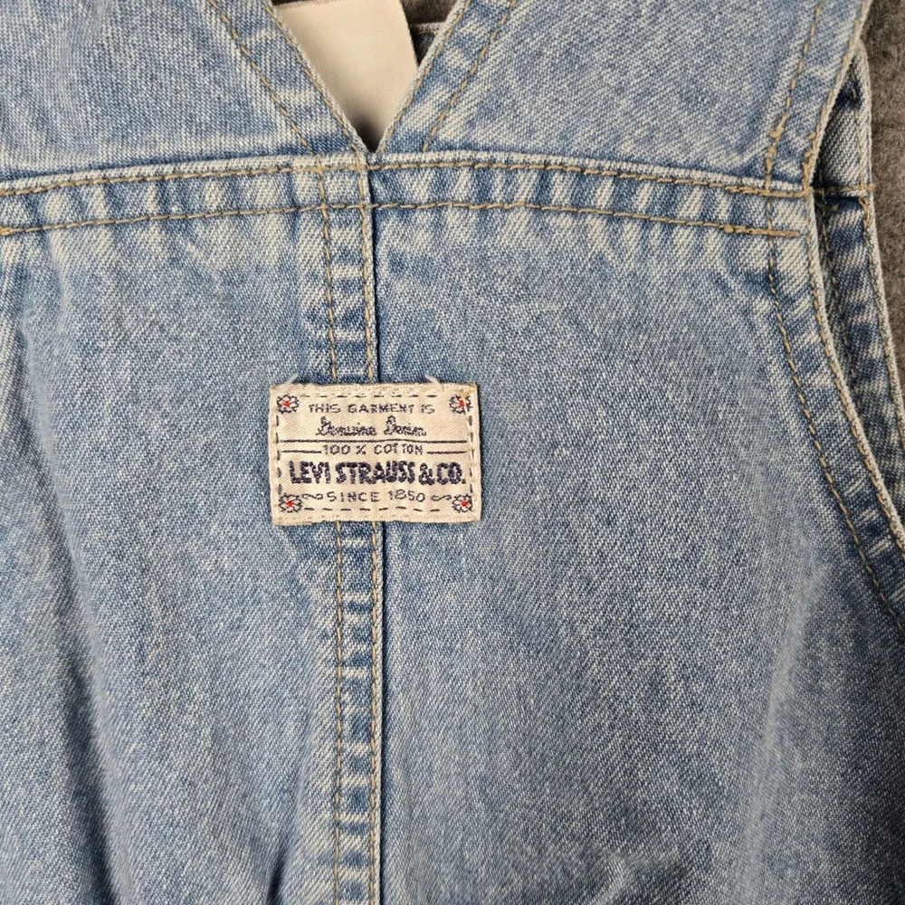 Vintage Levi's Denim Shortalls Girls 6X Light Wash Cotton Classic Bib Overalls